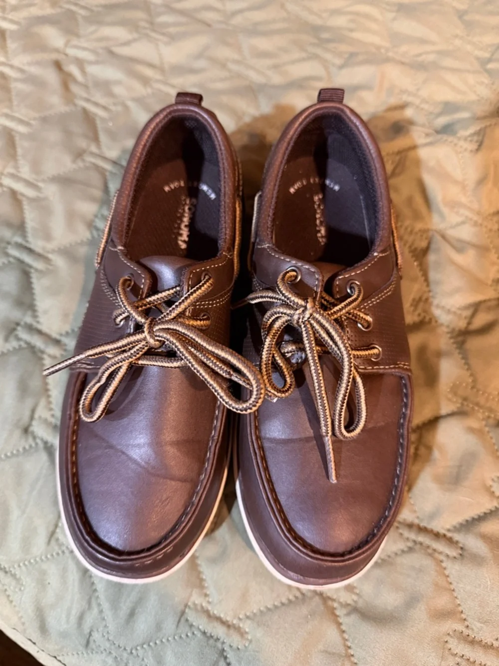 Sonoma Brown Leather Lace-Up Boat Shoes